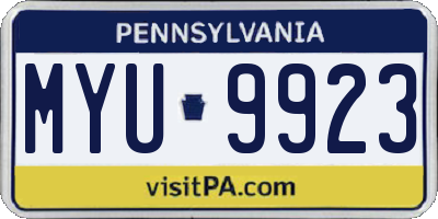PA license plate MYU9923