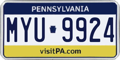 PA license plate MYU9924