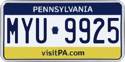 PA license plate MYU9925