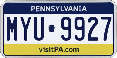 PA license plate MYU9927