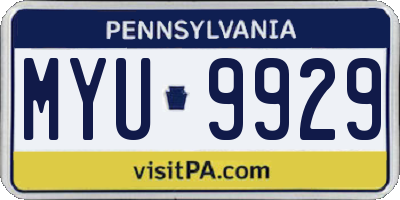 PA license plate MYU9929