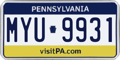 PA license plate MYU9931