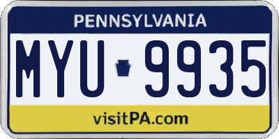 PA license plate MYU9935