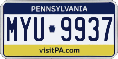 PA license plate MYU9937