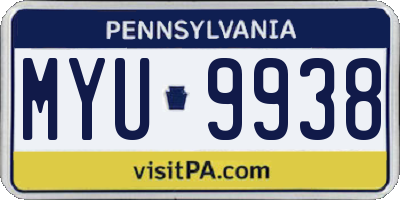 PA license plate MYU9938