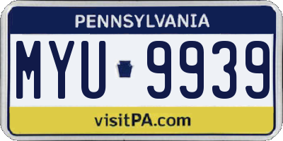 PA license plate MYU9939