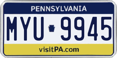 PA license plate MYU9945