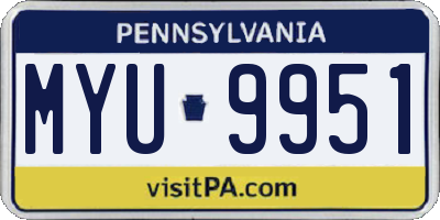 PA license plate MYU9951