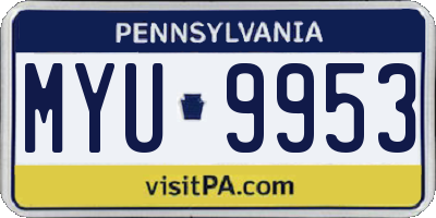 PA license plate MYU9953