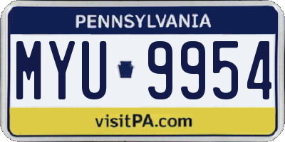 PA license plate MYU9954