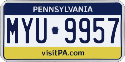 PA license plate MYU9957
