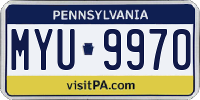 PA license plate MYU9970
