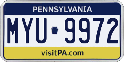 PA license plate MYU9972