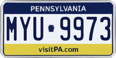 PA license plate MYU9973