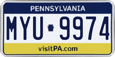 PA license plate MYU9974