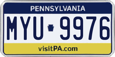 PA license plate MYU9976