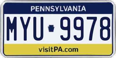 PA license plate MYU9978