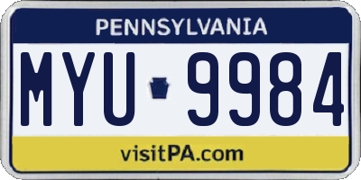 PA license plate MYU9984