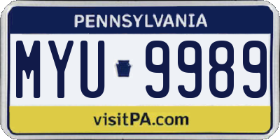 PA license plate MYU9989