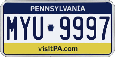 PA license plate MYU9997
