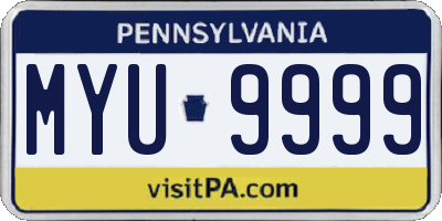 PA license plate MYU9999