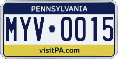 PA license plate MYV0015