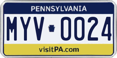 PA license plate MYV0024