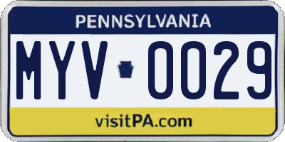 PA license plate MYV0029