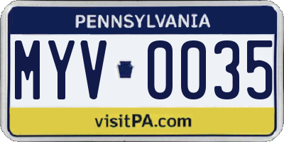 PA license plate MYV0035