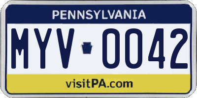 PA license plate MYV0042