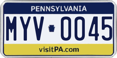 PA license plate MYV0045