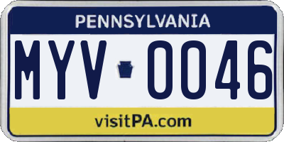 PA license plate MYV0046