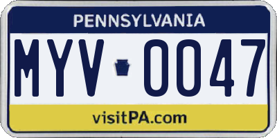 PA license plate MYV0047