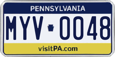 PA license plate MYV0048
