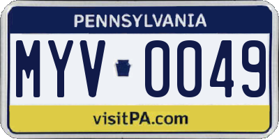 PA license plate MYV0049