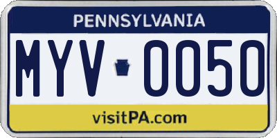 PA license plate MYV0050