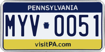 PA license plate MYV0051