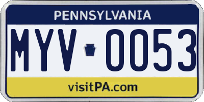 PA license plate MYV0053