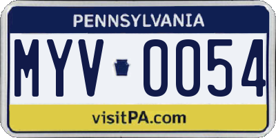 PA license plate MYV0054