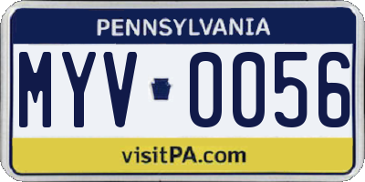 PA license plate MYV0056
