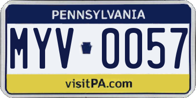 PA license plate MYV0057