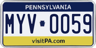 PA license plate MYV0059