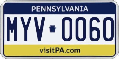 PA license plate MYV0060