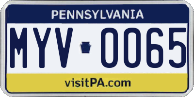 PA license plate MYV0065