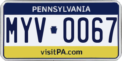 PA license plate MYV0067