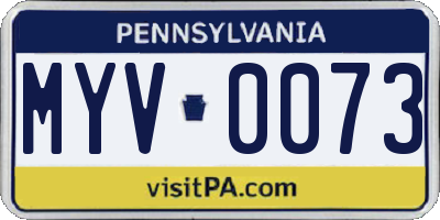 PA license plate MYV0073