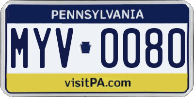 PA license plate MYV0080