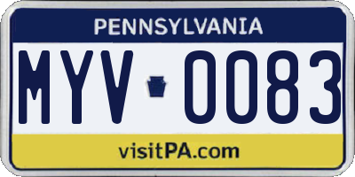 PA license plate MYV0083