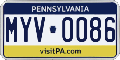 PA license plate MYV0086
