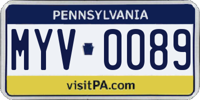 PA license plate MYV0089